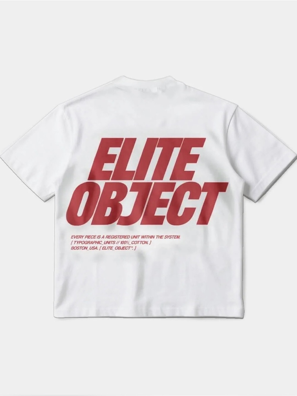 Men's White Crewneck Tee with Red Back Graphic